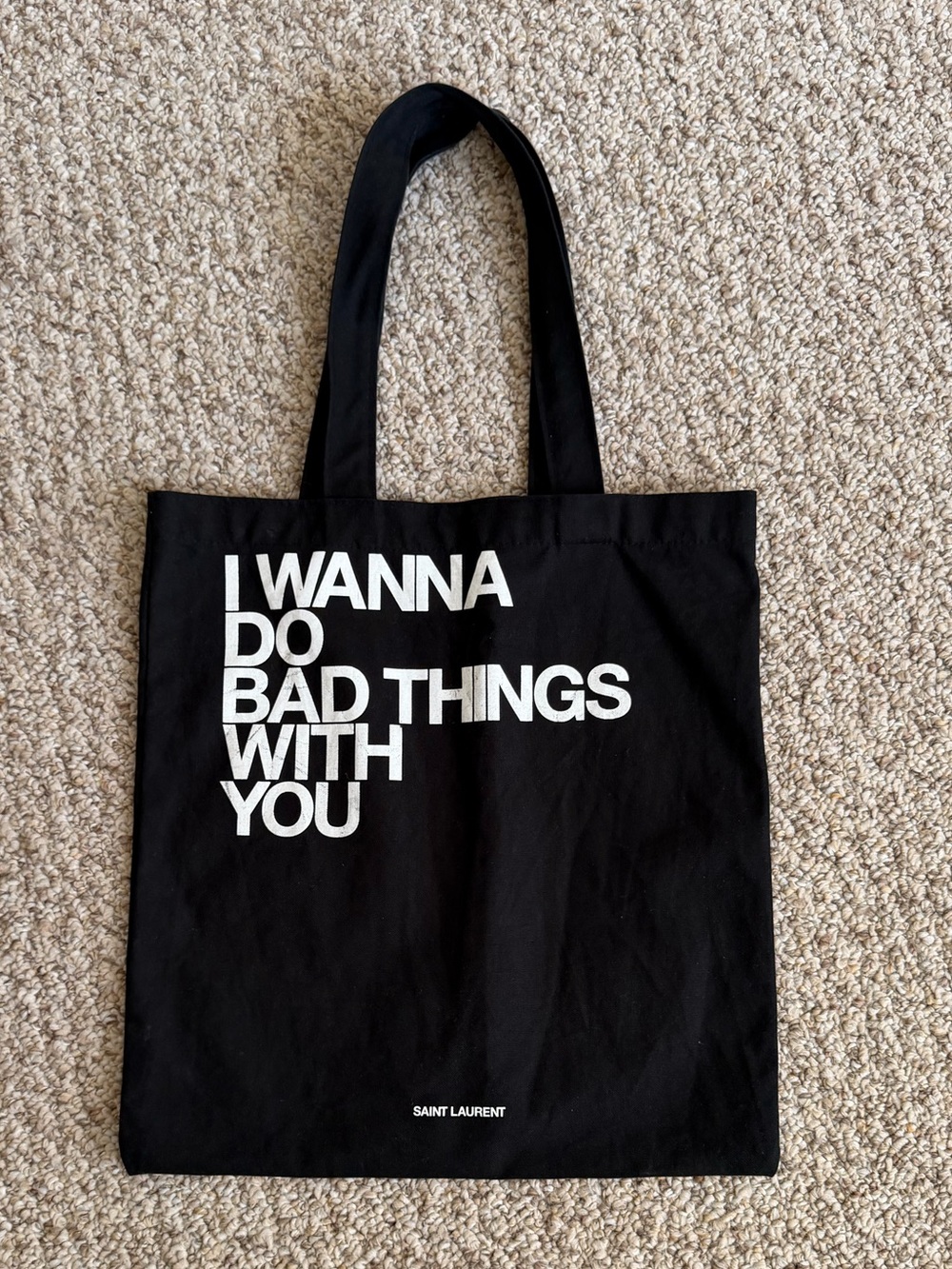 Saint Laurent Canvas shopping bag color Black size 15 in x 16 in